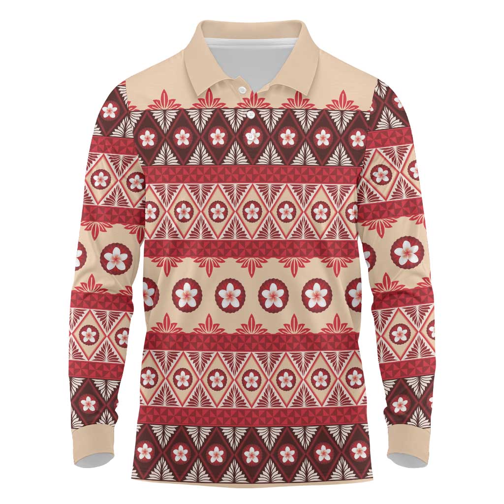 Tonga Language Week Long Sleeve Polo Shirt Lea Faka-Tonga Everyday LT05 Beige - Polynesian Pride