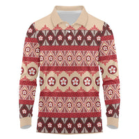 Tonga Language Week Long Sleeve Polo Shirt Lea Faka-Tonga Everyday LT05 Beige - Polynesian Pride