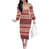 Tonga Language Week Off The Shoulder Long Sleeve Dress Lea Faka-Tonga Everyday - Polynesian Pride
