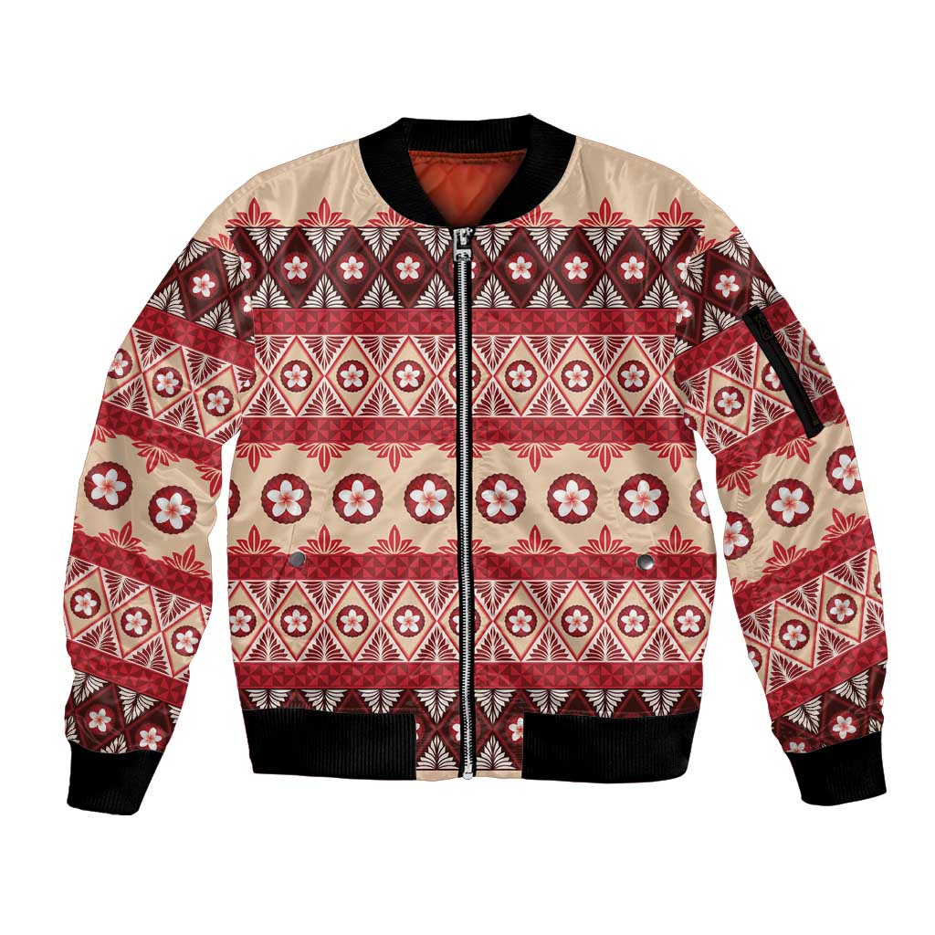 Tonga Language Week Sleeve Zip Bomber Jacket Lea Faka-Tonga Everyday LT05 Unisex Beige - Polynesian Pride