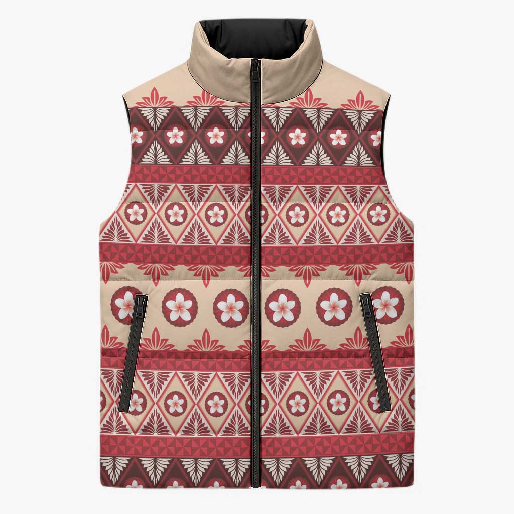 Tonga Language Week Sleeveless Puffer Jacket Lea Faka-Tonga Everyday LT05 Unisex Beige - Polynesian Pride