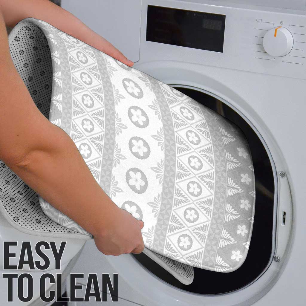 Tonga White Sunday Bathroom Set Tongan Ngatu Siale Pattern - Polynesian Pride