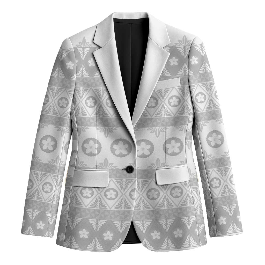 Tonga White Sunday Blazer Tongan Ngatu Siale Pattern - Polynesian Pride