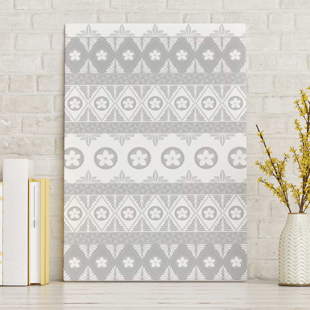 Tonga White Sunday Canvas Wall Art Tongan Ngatu Siale Pattern - Polynesian Pride