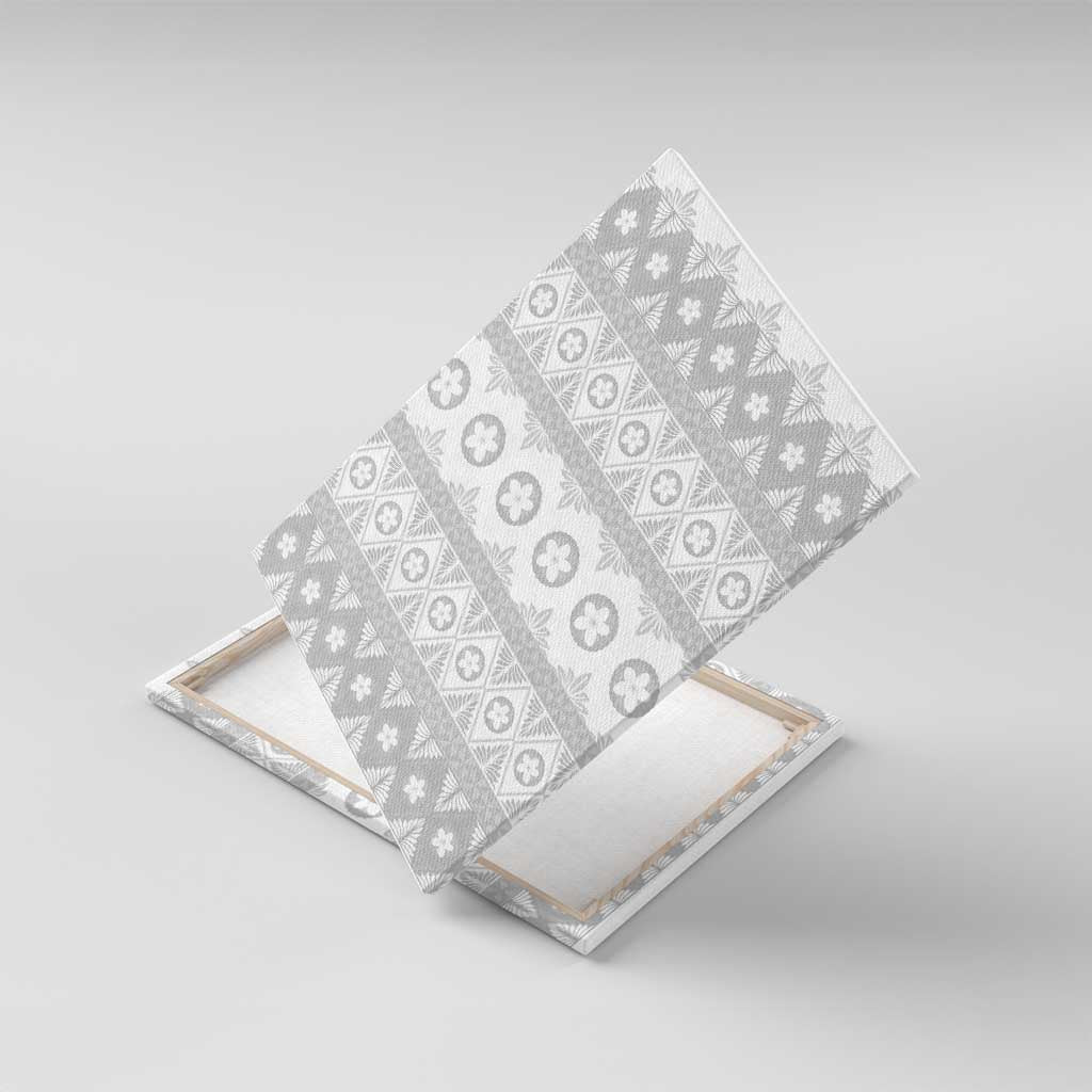 Tonga White Sunday Canvas Wall Art Tongan Ngatu Siale Pattern - Polynesian Pride