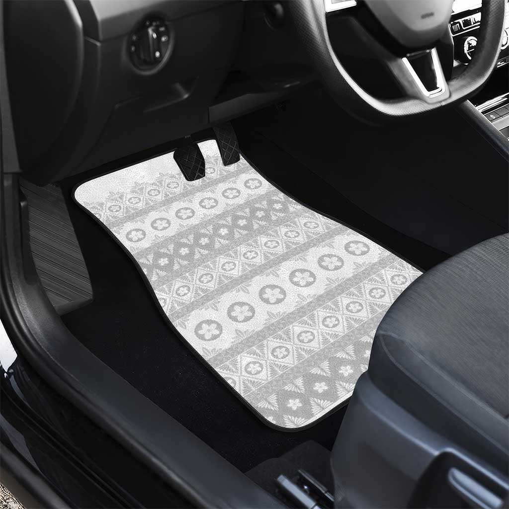 Tonga White Sunday Car Mats Tongan Ngatu Siale Pattern - Polynesian Pride