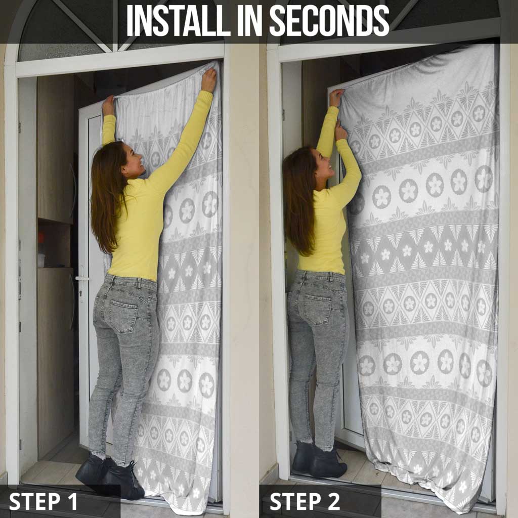 Tonga White Sunday Door Cover Tongan Ngatu Siale Pattern - Polynesian Pride