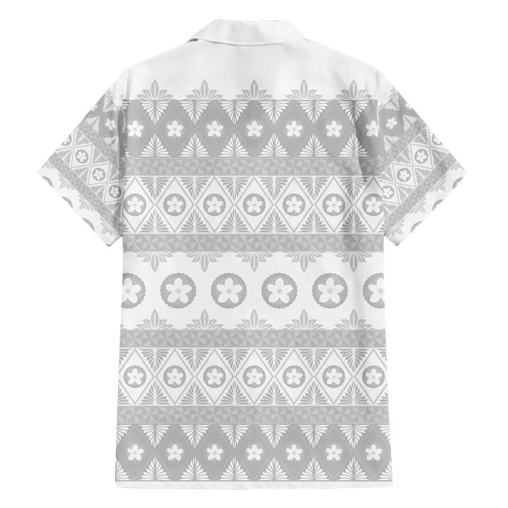 Tonga White Sunday Family Matching Puletasi and Hawaiian Shirt Tongan Ngatu Siale Pattern - Polynesian Pride