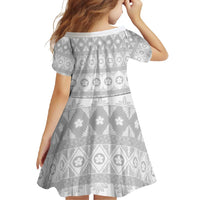 Tonga White Sunday Family Matching Short Sleeve Bodycon Dress and Hawaiian Shirt Tongan Ngatu Siale Pattern - Polynesian Pride