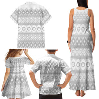 Tonga White Sunday Family Matching Tank Maxi Dress and Hawaiian Shirt Tongan Ngatu Siale Pattern - Polynesian Pride