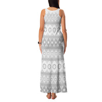 Tonga White Sunday Family Matching Tank Maxi Dress and Hawaiian Shirt Tongan Ngatu Siale Pattern - Polynesian Pride