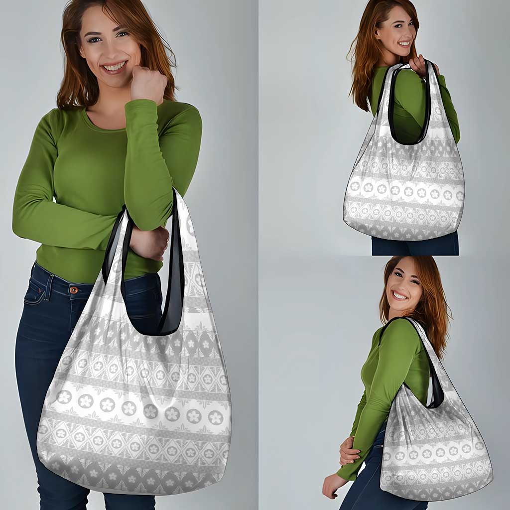 Tonga White Sunday Grocery Bag Tongan Ngatu Siale Pattern - Polynesian Pride