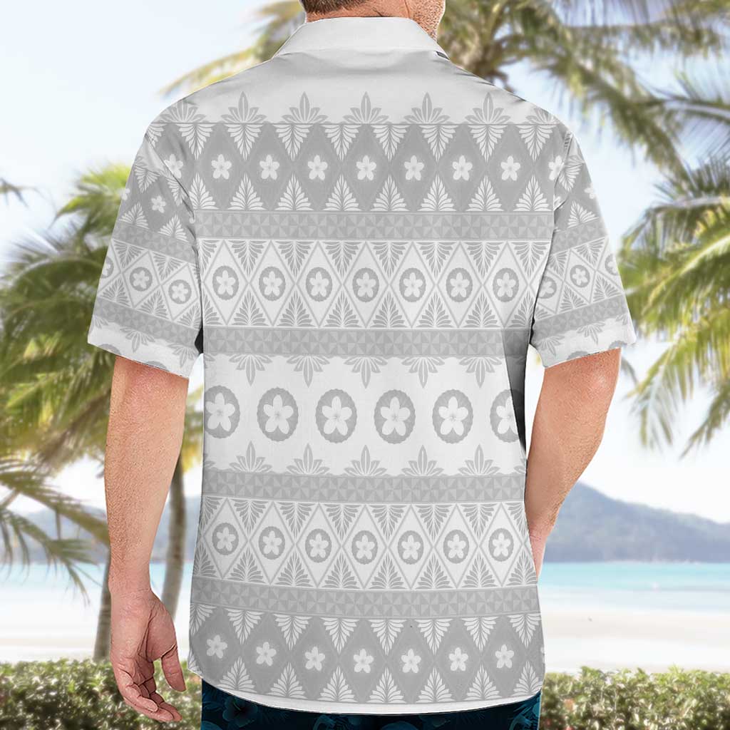 Tonga White Sunday Hawaiian Shirt Tongan Ngatu Siale Pattern - Polynesian Pride