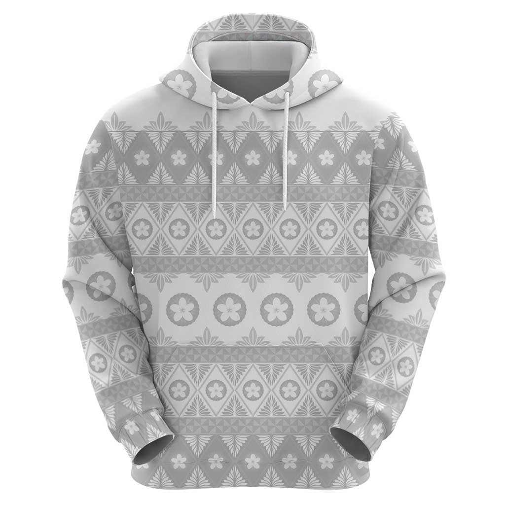Tonga White Sunday Hoodie Tongan Ngatu Siale Pattern - Polynesian Pride