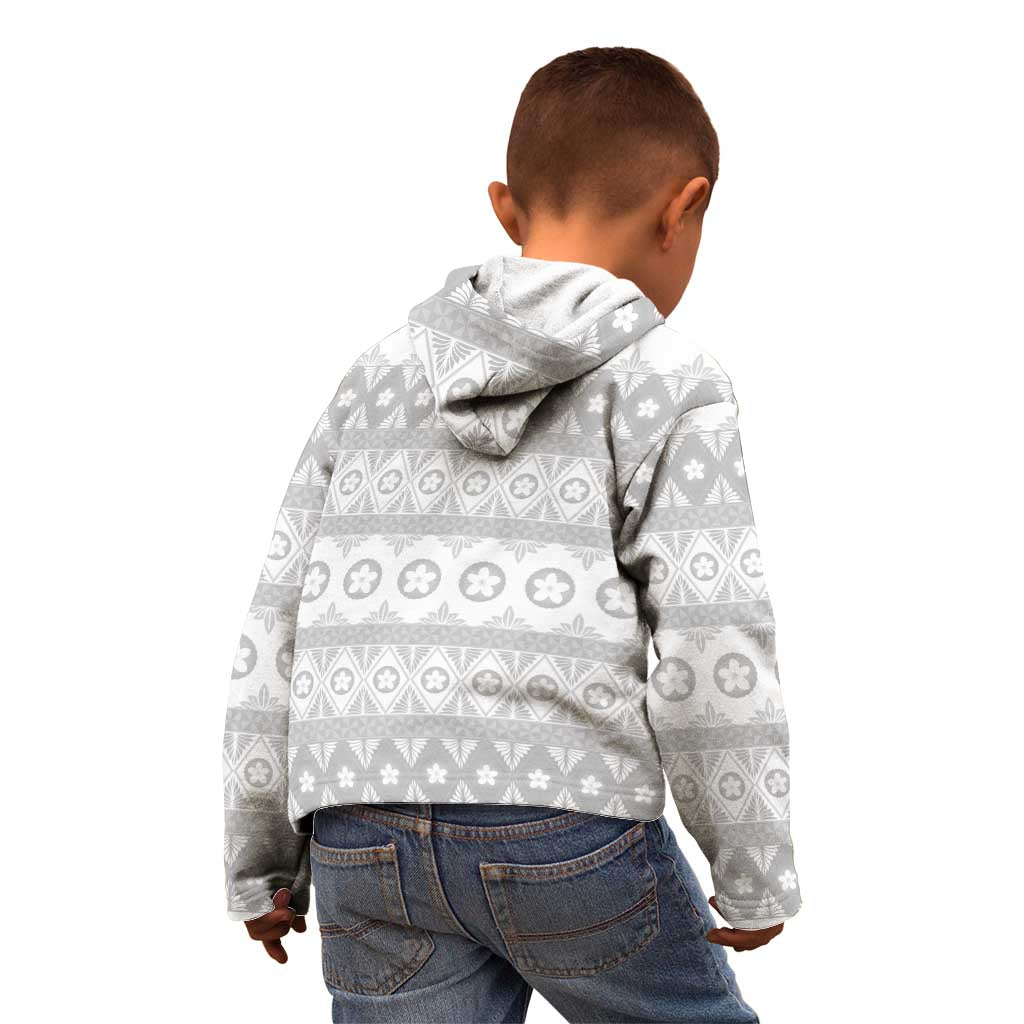 Tonga White Sunday Kid Hoodie Tongan Ngatu Siale Pattern - Polynesian Pride