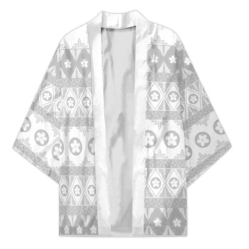 Tonga White Sunday Kimono Tongan Ngatu Siale Pattern - Polynesian Pride