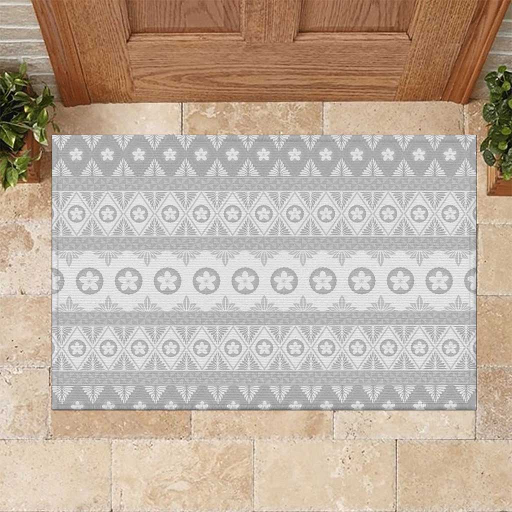 Tonga White Sunday Rubber Doormat Tongan Ngatu Siale Pattern - Polynesian Pride