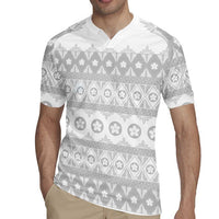 Tonga White Sunday Rugby Jersey Tongan Ngatu Siale Pattern - Polynesian Pride