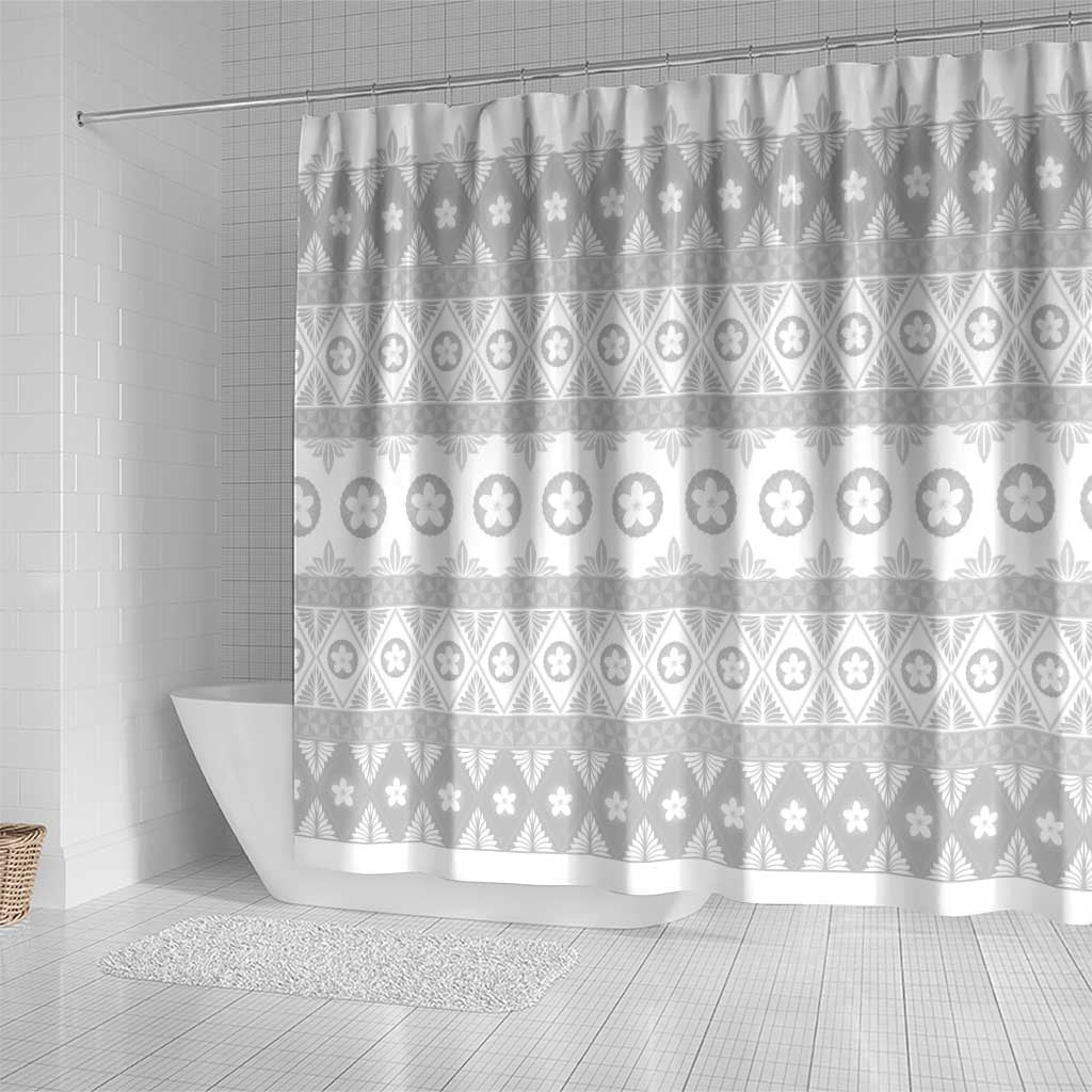 Tonga White Sunday Shower Curtain Tongan Ngatu Siale Pattern - Polynesian Pride