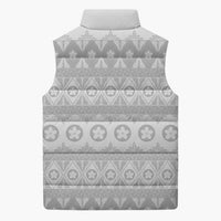 Tonga White Sunday Sleeveless Puffer Jacket Tongan Ngatu Siale Pattern - Polynesian Pride