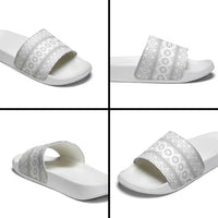 Tonga White Sunday Slide Sandals Tongan Ngatu Siale Pattern - Polynesian Pride