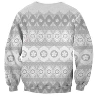 Tonga White Sunday Sweatshirt Tongan Ngatu Siale Pattern - Polynesian Pride