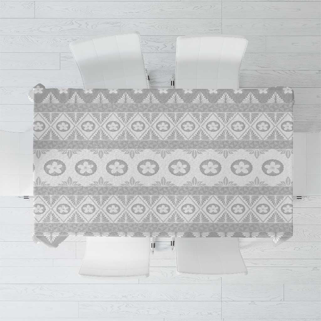 Tonga White Sunday Tablecloth Tongan Ngatu Siale Pattern - Polynesian Pride