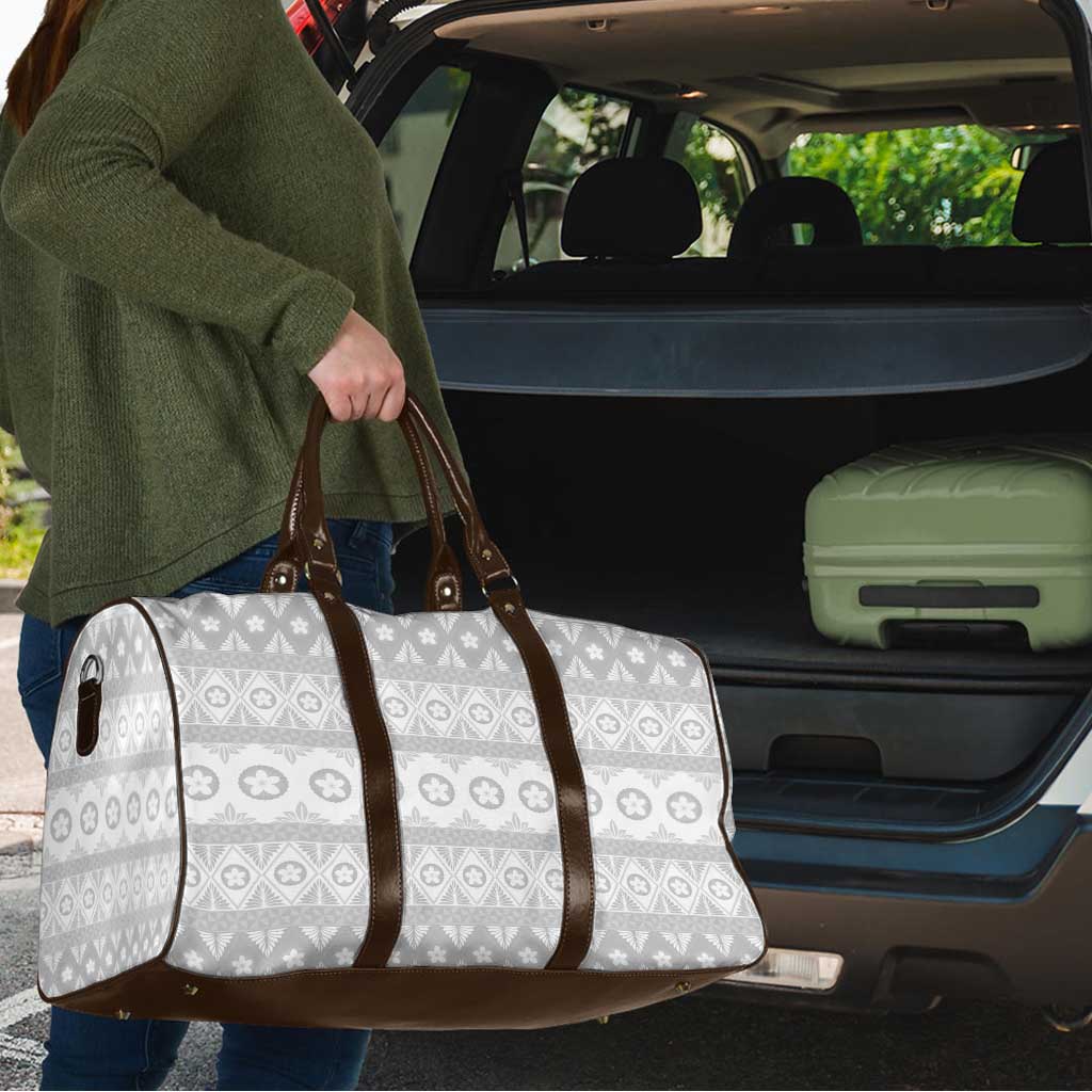 Tonga White Sunday Travel Bag Tongan Ngatu Siale Pattern - Polynesian Pride