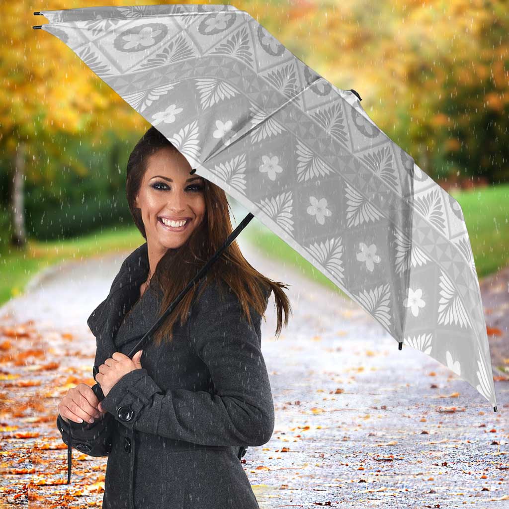 Tonga White Sunday Umbrella Tongan Ngatu Siale Pattern - Polynesian Pride