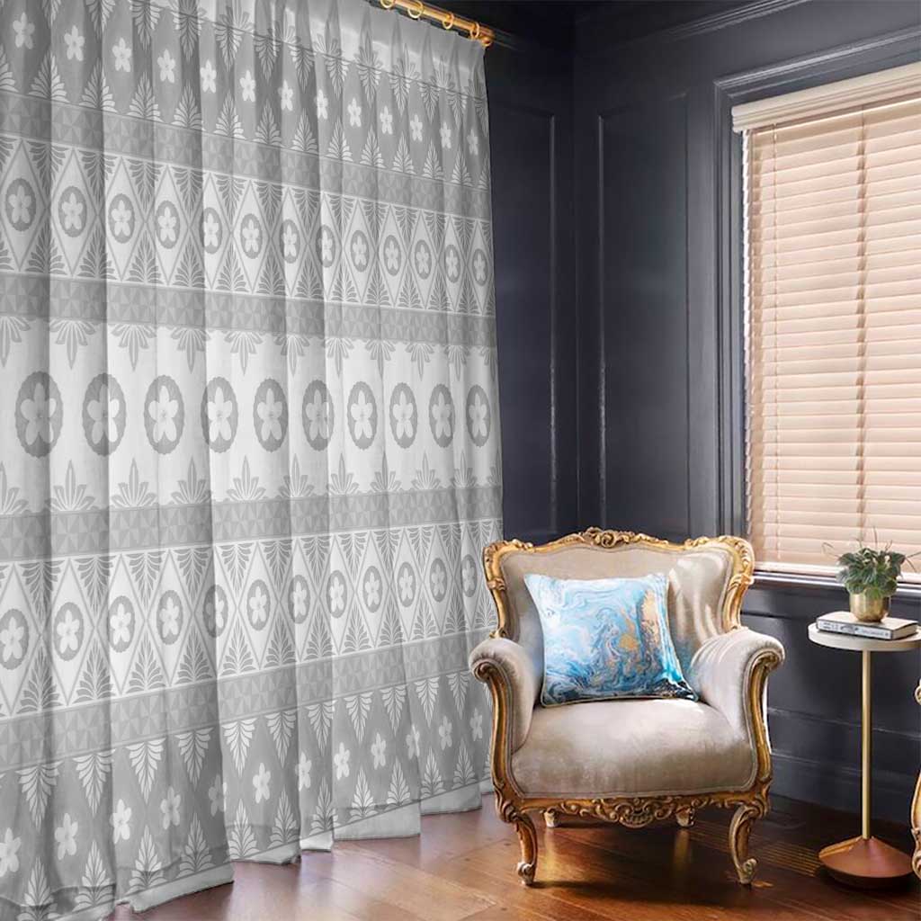 Tonga White Sunday Window Curtain Tongan Ngatu Siale Pattern - Polynesian Pride
