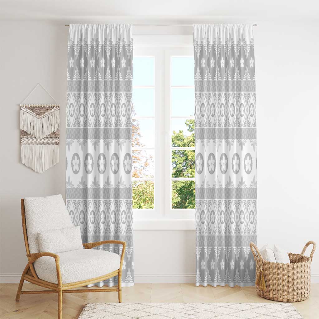 Tonga White Sunday Window Curtain Tongan Ngatu Siale Pattern - Polynesian Pride