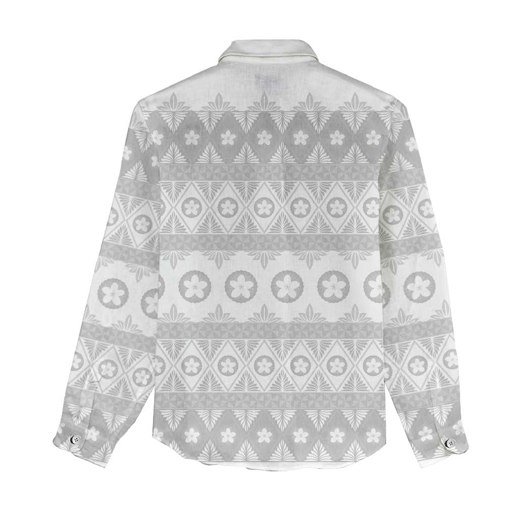 Tonga White Sunday Women Casual Shirt Tongan Ngatu Siale Pattern - Polynesian Pride