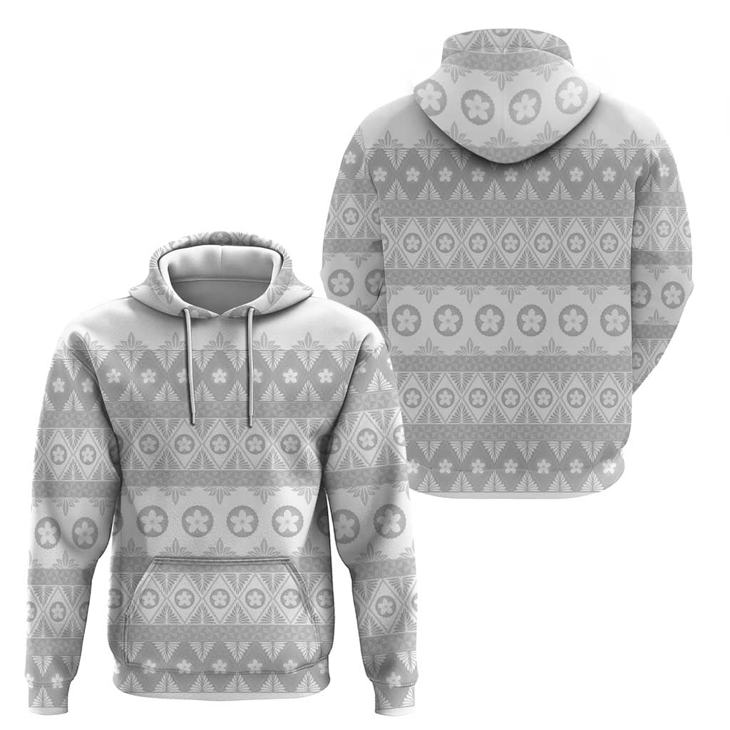Tonga White Sunday Zip Hoodie Tongan Ngatu Siale Pattern - Polynesian Pride