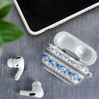 Samoa White Sunday AirPods Case Samoan Tapa Blue Hibiscus - Polynesian Pride