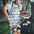 Samoa White Sunday Apron Samoan Tapa Blue Hibiscus - Polynesian Pride