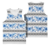 Samoa White Sunday Basketball Jersey Samoan Tapa Blue Hibiscus - Polynesian Pride