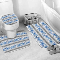 Samoa White Sunday Bathroom Set Samoan Tapa Blue Hibiscus - Polynesian Pride