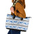 Samoa White Sunday Leather Tote Bag Samoan Tapa Blue Hibiscus - Polynesian Pride