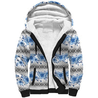 Samoa White Sunday Sherpa Hoodie Samoan Tapa Blue Hibiscus LT05 Unisex Blue - Polynesian Pride