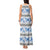 Samoa White Sunday Tank Maxi Dress Samoan Tapa Blue Hibiscus - Polynesian Pride
