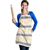 Samoa White Sunday Apron Samoan Tapa Yellow Hibiscus - Polynesian Pride