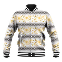 Samoa White Sunday Baseball Jacket Samoan Tapa Yellow Hibiscus LT05 Unisex Yellow - Polynesian Pride