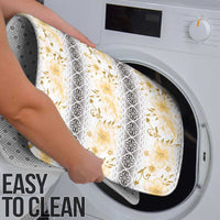 Samoa White Sunday Bathroom Set Samoan Tapa Yellow Hibiscus - Polynesian Pride