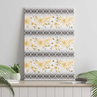 Samoa White Sunday Canvas Wall Art Samoan Tapa Yellow Hibiscus - Polynesian Pride