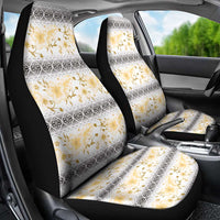 Samoa White Sunday Car Seat Cover Samoan Tapa Yellow Hibiscus - Polynesian Pride