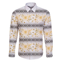 Samoa White Sunday Family Matching Puletasi and Hawaiian Shirt Samoan Tapa Yellow Hibiscus - Polynesian Pride