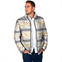 Samoa White Sunday Padded Jacket Samoan Tapa Yellow Hibiscus LT05 - Polynesian Pride