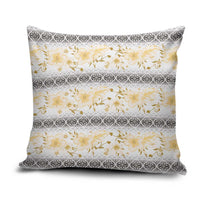 Samoa White Sunday Pillow Cover Samoan Tapa Yellow Hibiscus - Polynesian Pride