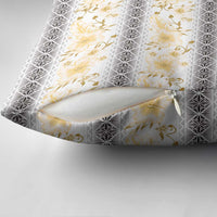 Samoa White Sunday Pillow Cover Samoan Tapa Yellow Hibiscus - Polynesian Pride