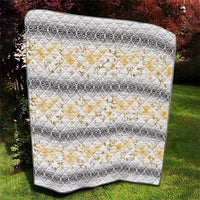 Samoa White Sunday Quilt Samoan Tapa Yellow Hibiscus - Polynesian Pride